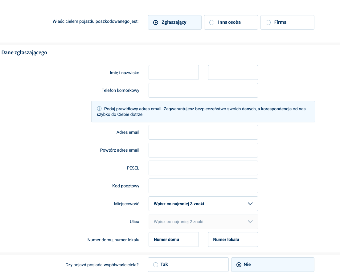 jakie dane potrzebne do zgłoszenia szkody w Warcie