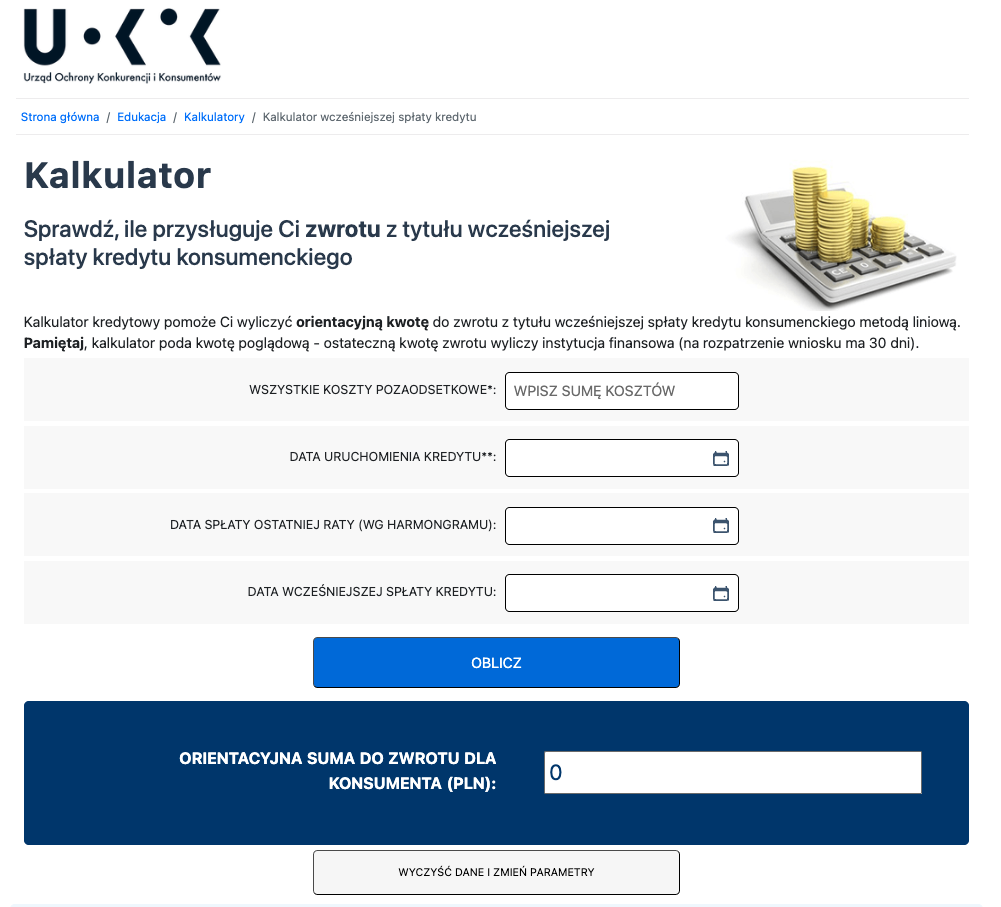 kalkulator wcześniejszej spłaty kredytu