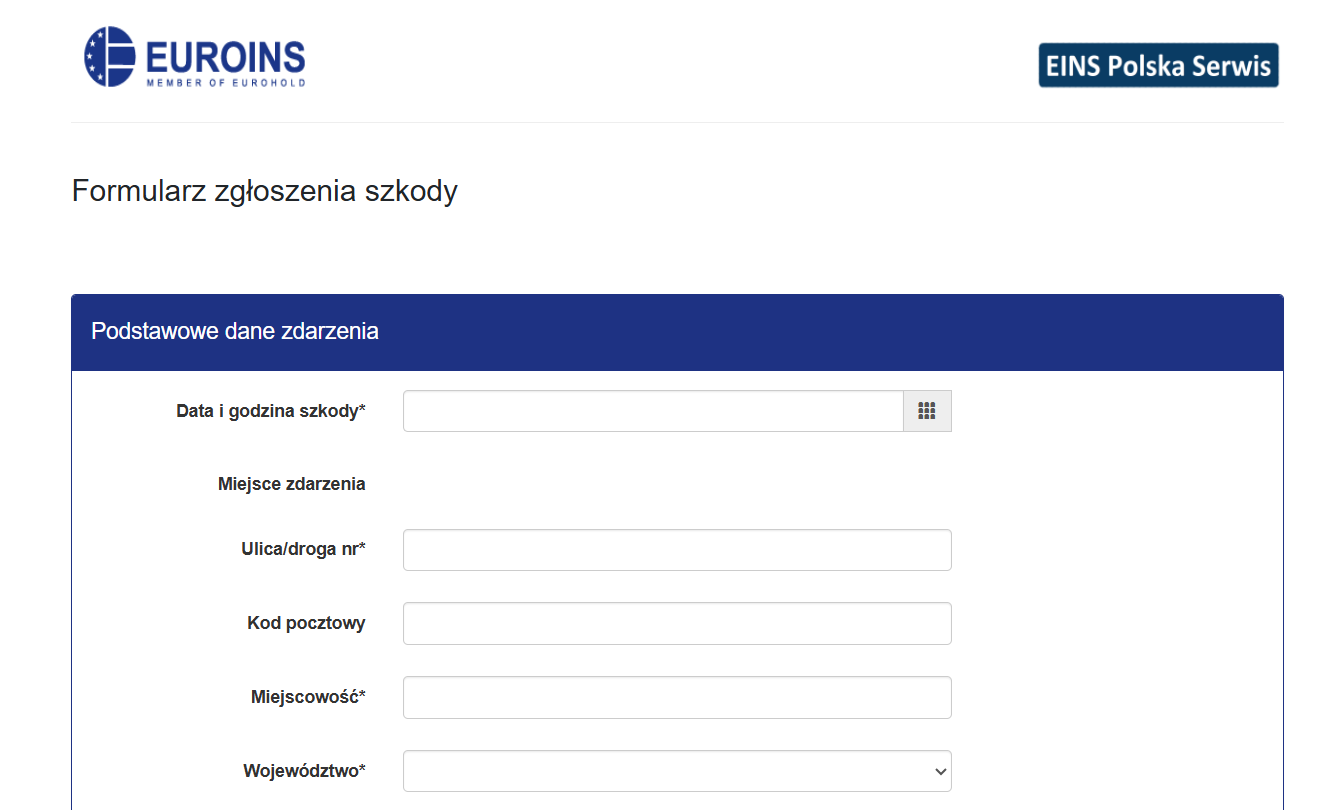 euroins zgłoszenie szkody